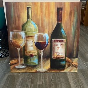 Wine canvas art and wine anti fatigue mat